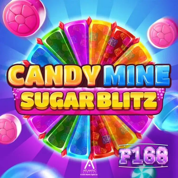 Giao diện trò chơi Candy Mine Sugar Blitz với các biểu tượng kẹo rực rỡ
